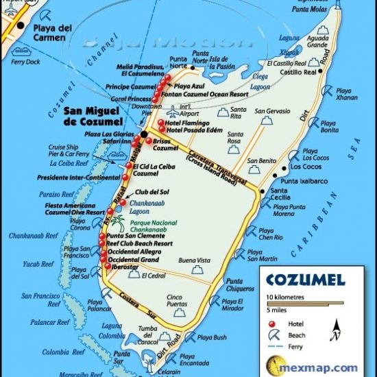 Cozumel My Cozumel Map of Cozumel island