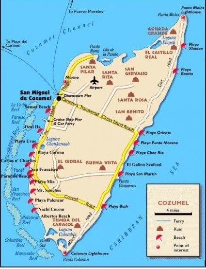 Cozumel island map